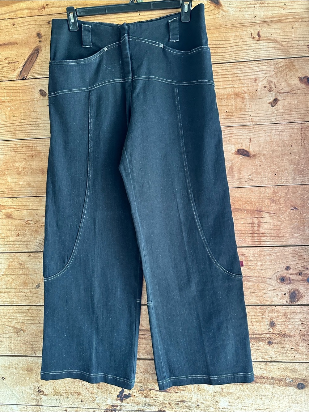 Ateliers Rare Toggery Wide Leg Black Stitch-Accent Pants